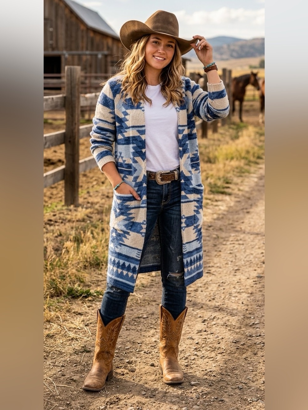 Anti Ballistic Aztec Knit Open Cardigan M Long